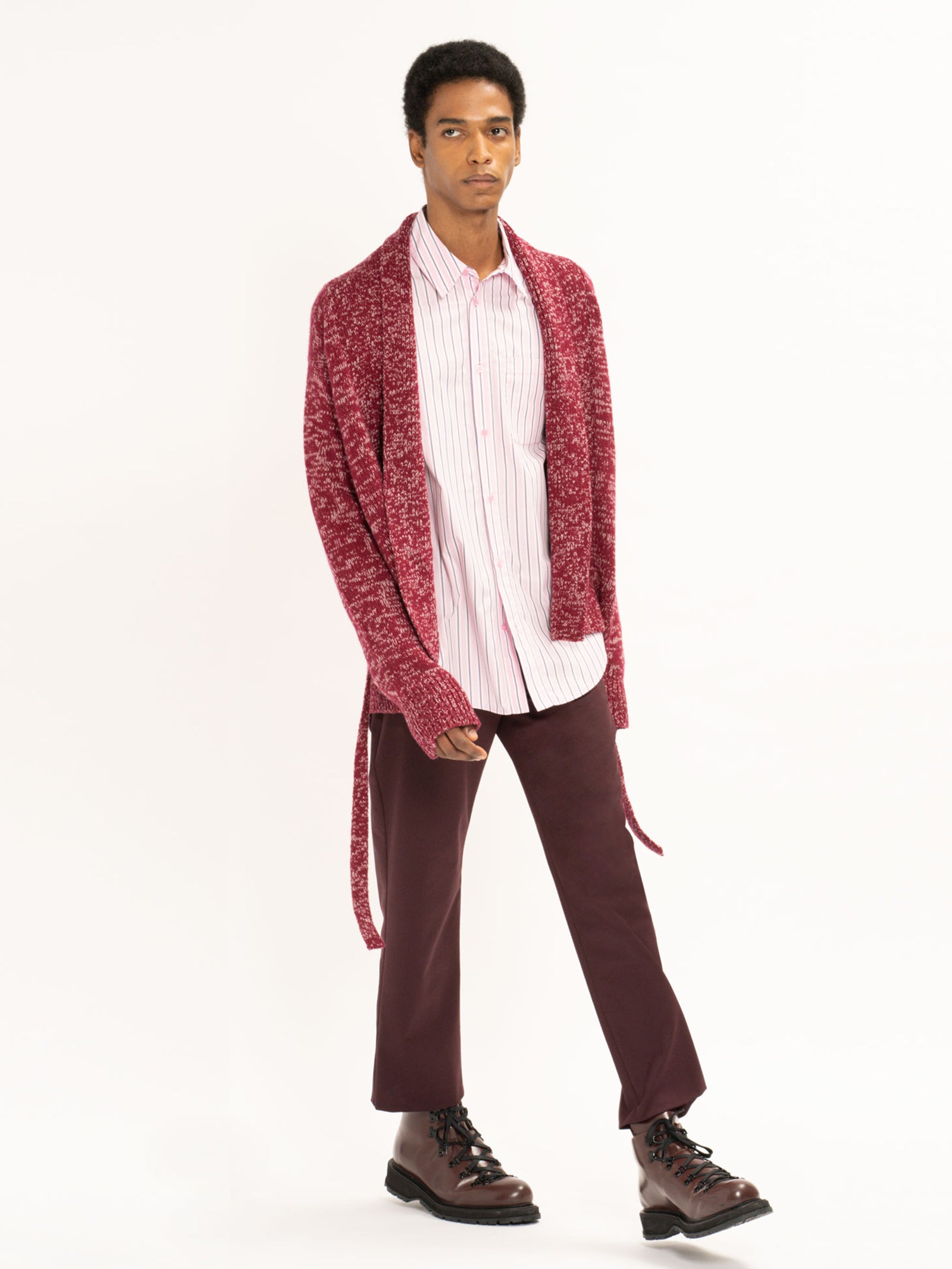 Sies Marjan - Maxim Cashmere Wrap Cardigan - Burgundy Pink - Men's Knitwear